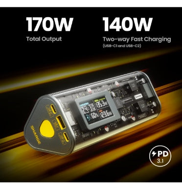 SHARGEEK 170 24000MAH PD3.1 PORTABLE CHARGER WITH SMART DISPLAY