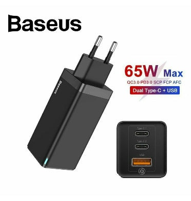BASEUS 65W GAN USB-C PD FAST CHARGING WALL CHARGER
