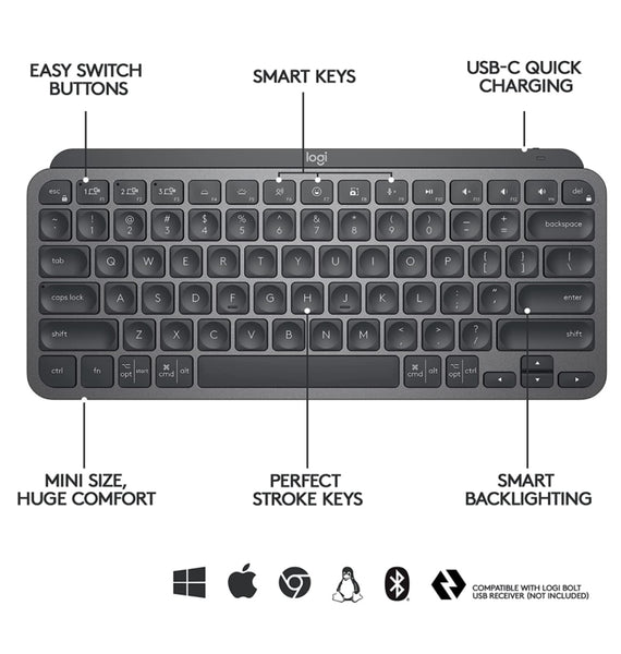 LOGITECH MX KEYS MINI WIRELESS KEYBOARD GRAPHITE – ZEEK