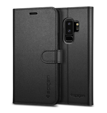 SAMSUNG GALAXY S9+ PREMIUM WALLET FLIP COVER CASE BLACK | SPIGEN