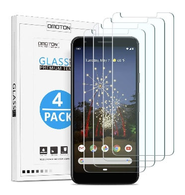 GOOGLE PIXEL 3A XL PREMIUM TEMPERED GLASS SCREEN PROTECTOR 9H 4PK | OMOTION