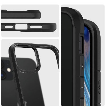 IPHONE 12 PRO PREMIUM SLIM ULTRA HYBRID CASE MATTE BLACK/CLEAR