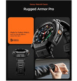 SAMSUNG GALAXY WATCH 8 PREMIUM RUGGED ARMOR PRO CASE 46MM WITH TPU STRAP BLACK | SPIGEN