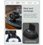 GOOGLE PIXEL WATCH 4 PREMIUM RUGGED ARMOR PRO CASE 41MM BLACK WITH CHARGER STAND | SPIGEN