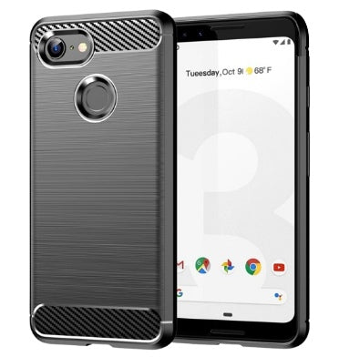 GOOGLE PIXEL 3 XL PREMIUM SLIM CARBON FIBRE TEXTURED CASE BLACK