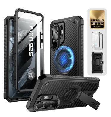 SAMSUNG GALAXY S26 ULTRA FULL BODY RUGGED MAGSAFE PROTECTIVE CASE ARAMID BLACK | SUPCASE