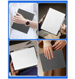 REMARKABLE PAPER PURE PREMIUM SLIM WOVEN PU LEATHER FOLIO COVER WITH PEN HOLDER GRAY