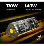 SHARGEEK 170 24000MAH PD3.1 PORTABLE CHARGER WITH SMART DISPLAY GRAY/TRANSPARENT