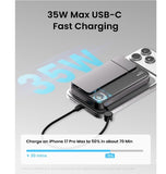 SHARGE ICEMAG3 MAGSAFE 10000MAH 25W QI2 POWERBANK WITH ACTIVE COOLING AND FOLDABLE STAND WHITE