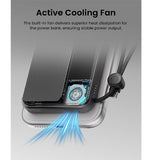 SHARGE ICEMAG3 MAGSAFE 10000MAH 25W QI2 POWERBANK WITH ACTIVE COOLING AND FOLDABLE STAND WHITE