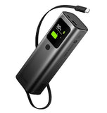SHARGE RETRACTABLE 165 20000MAH 3-PORT FAST CHARGING POWER BANK WITH SMART DISPLAY AND BUILT-IN CABLE BLACK