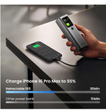 SHARGE RETRACTABLE 165 20000MAH 3-PORT FAST CHARGING POWER BANK WITH SMART DISPLAY AND BUILT-IN CABLE BLACK