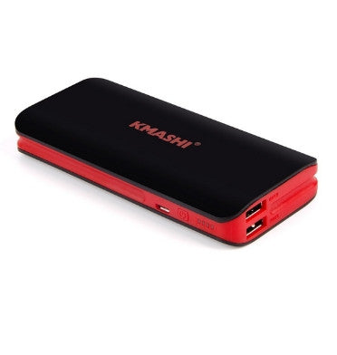 KMASHI 10000mAh DUAL USB PORTABLE POWERBANK CHARGER BLACK/RED