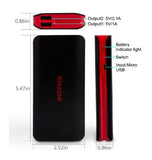 KMASHI 10000mAh DUAL USB PORTABLE POWERBANK CHARGER BLACK/RED