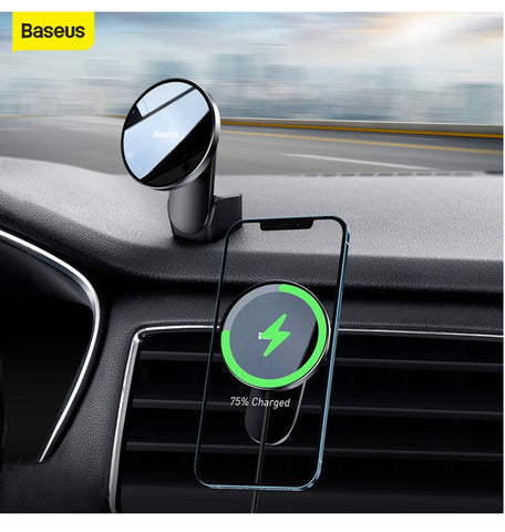 BASEUS 15W WIRELESS MAGNETIC CAR CHARGER VENT/DASH MOUNT FOR IPHONE 12 SERIES