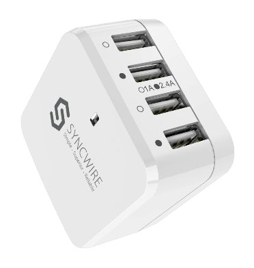 USB WALL CHARGER 34W 4-PORT WHITE | SYNCWIRE