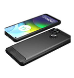 MOTO G9 POWER ULTRA SLIM BRUSHED CARBON FIBRE DESIGN TPU CASE BLACK